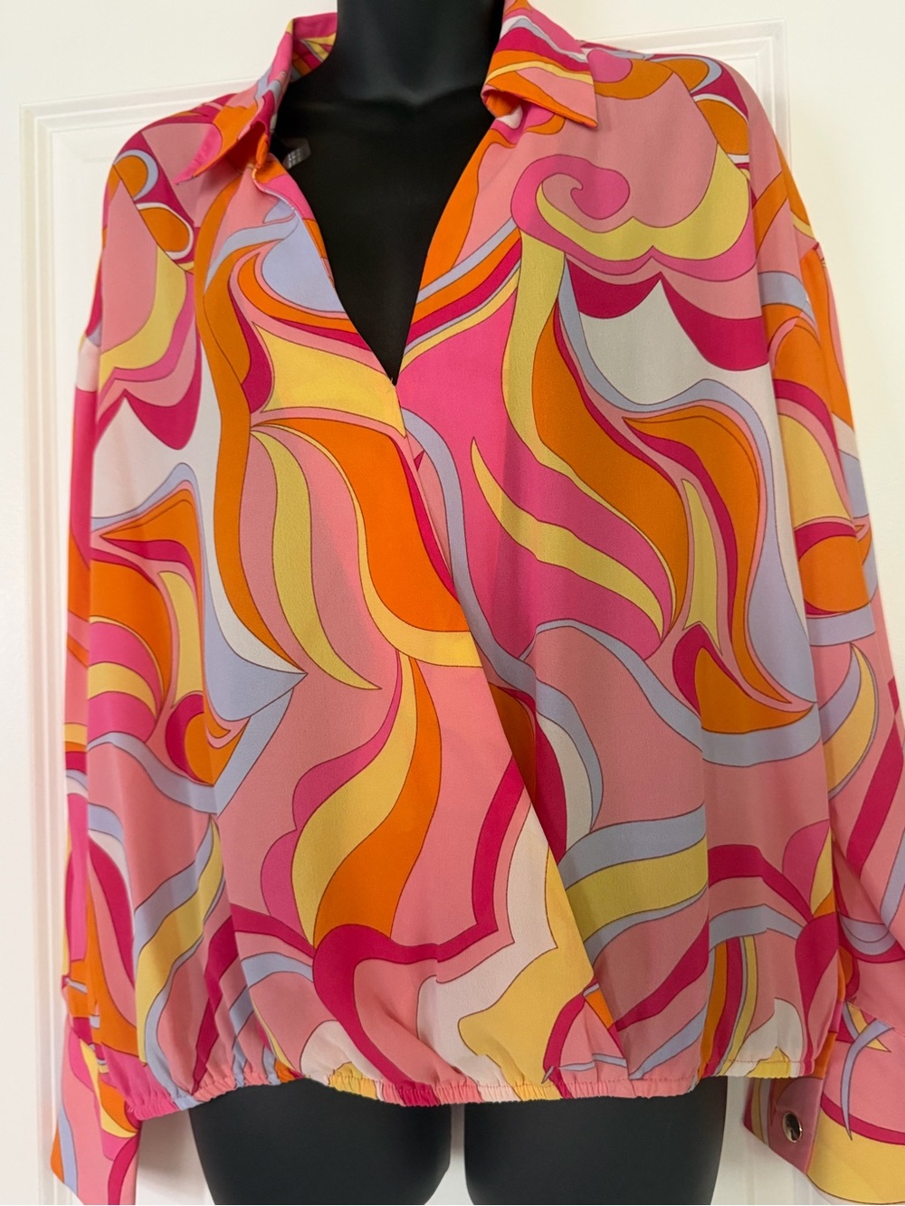 Women's Pink & Orange Abstract Print Blouse